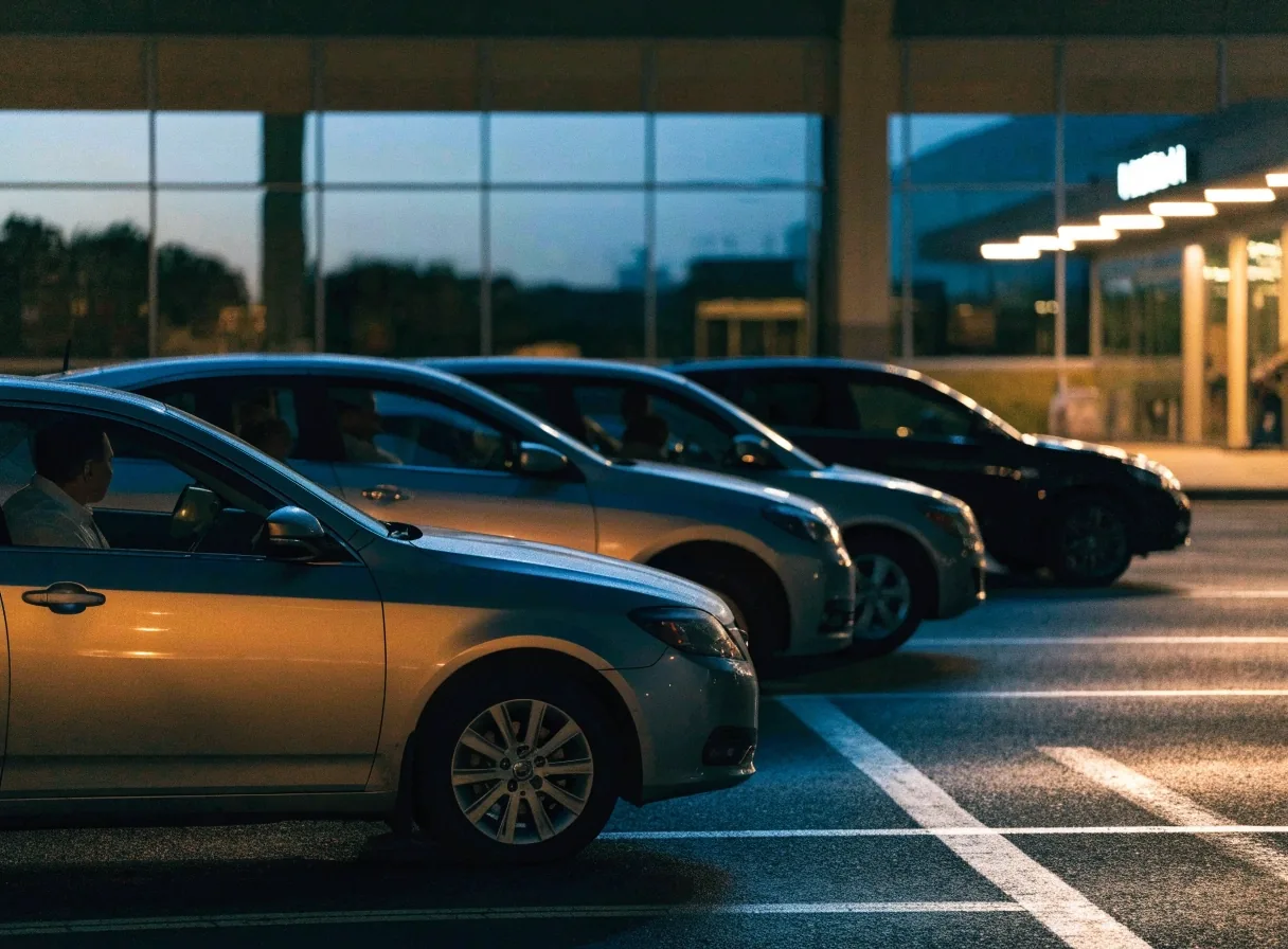 Drivers waiting in the marked airport waiting zone before collecting passengers
